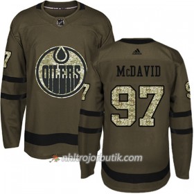 Män Ishockey Edmonton Oilers Tröja Connor McDavid 97 Adidas 2017-2018 Camo Grön Authentic